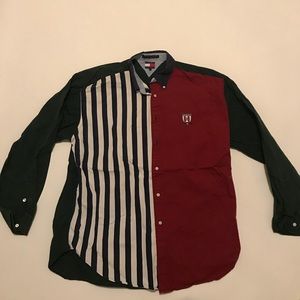 Vtg Tommy Hilfiger shirt Color blocking striped